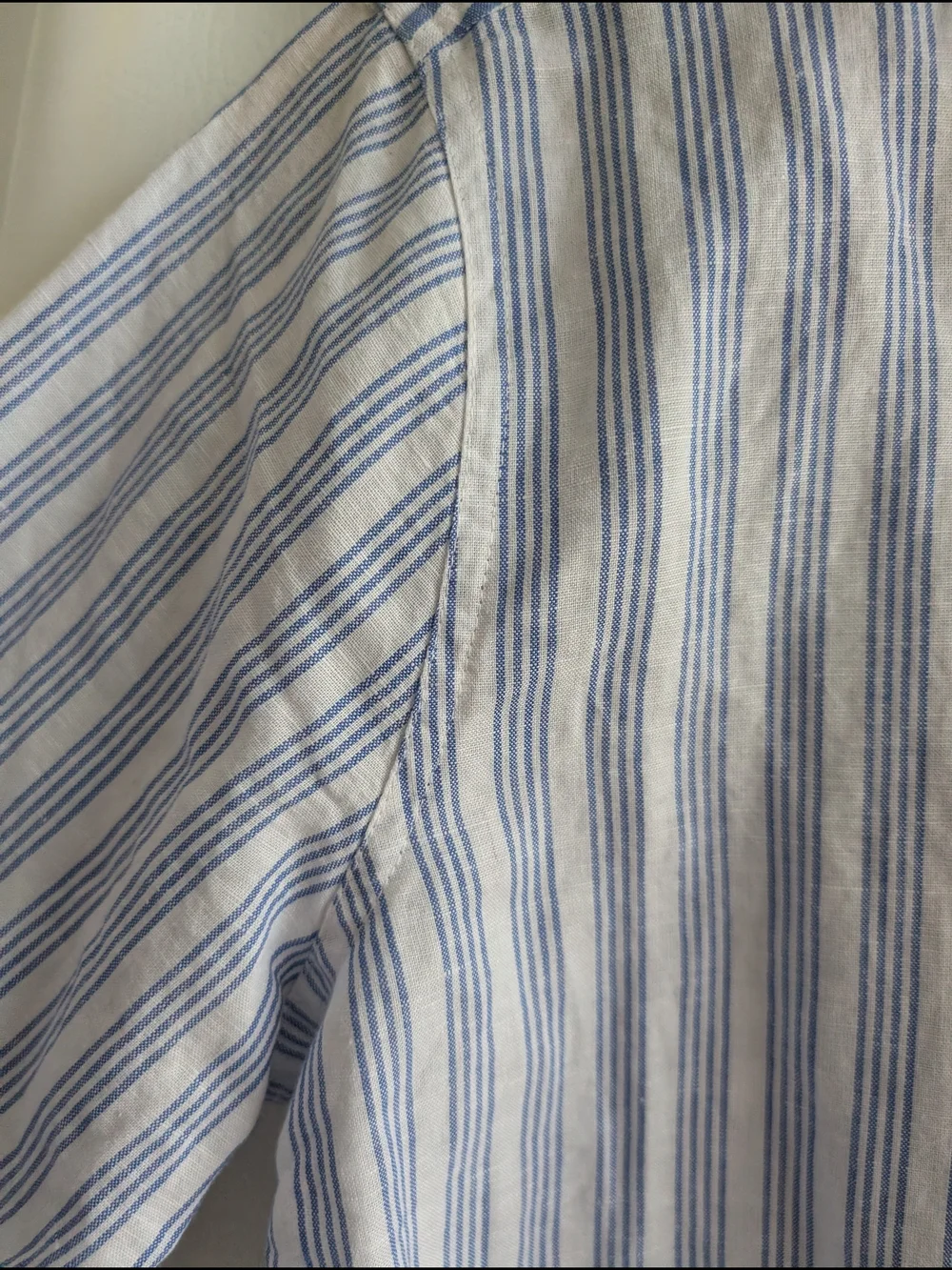 J. Crew Linen Blend Light Blue and White Striped Button-Down Shirt - 10